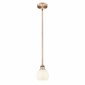 White Venetian - 1 Light Stem Hung Mini Pendant In Modern Style-7.5 Inches Tall and 6 Inches Wide - 1 of 1
