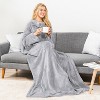 PAVILIA Fleece Wearable Blanket with Sleeves, Warm Cozy Soft Functional Lightweight Sleeved Throw Adults Men Women - 2 of 4