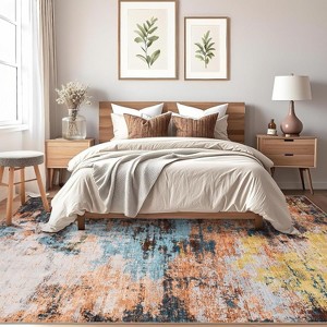Machine Washable Area Rugs, Modern Abstract Contemporary Floor Cover, Foldable Low Pile Throw Carpet for Bedroom, Living Room, Office - 1 of 4