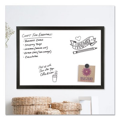 Black MDF Frame Magnetic Dry Erase Board with White Surface, 24" x 18"