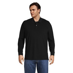 Lands' End Men's Comfort First Long Sleeve Solid Mesh Polo - 1 of 2