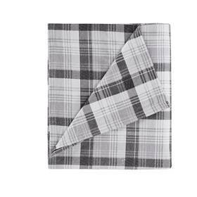 Queen Gray Plaid Cotton Flannel Sheet Set