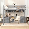 Streamdale Full Size Loft Bed with Desk, Cabinets, Drawers and Bedside Tray, Charging Station, Gray - 2 of 4