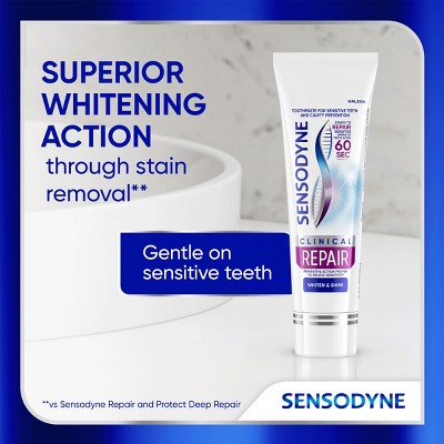 Sensodyne Clinical Repair Whiten & Shine Toothpaste - 3.4oz/3pk