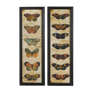 Vintage Glass Butterfly Wall Art, Iron, 36" Height, Set of 2 - Olivia & May - 1 of 4