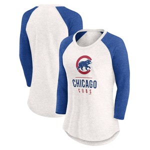 MLB Chicago Cubs Women's White 3/4 Sleeve Fashion T-Shirt - 1 of 3