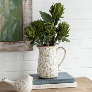 ChicFurnit Decorative Vases Elegant Flower Vase Florero Ceramic Vase Tabletop Vase Modern Vase for Living Room Decor, White, 8.1"*5.7"*9.1" - 1 of 4