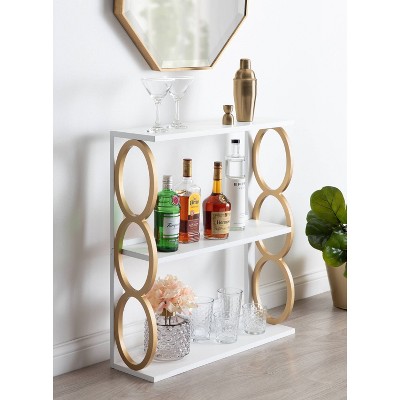 White and Gold Mid-Century Modern 3-Tier Floating Wall Shelf