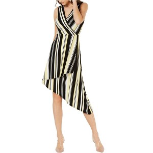 I.N.C International Concepts Womens Striped Wrap Dress, Black, Small - 1 of 1