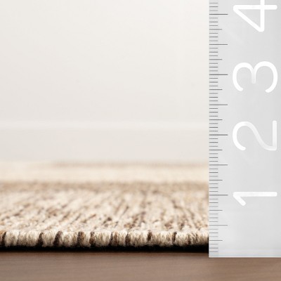 Handmade Rectangular Beige and Brown Cotton Area Rug, 5' x 8'