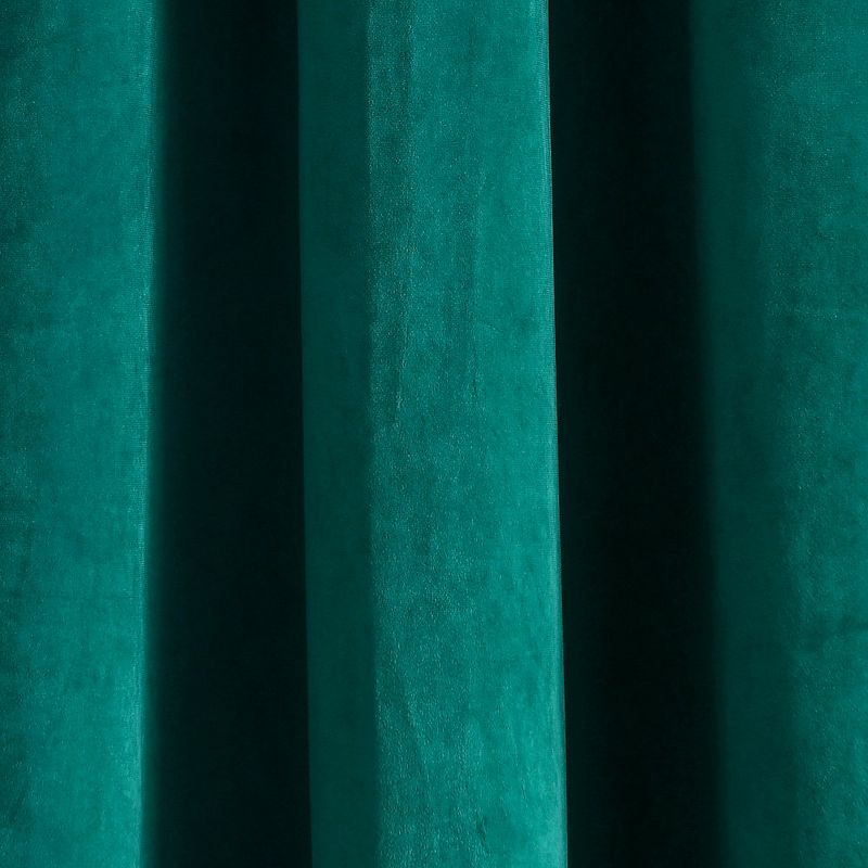 Prima Velvet Solid Light Filtering Grommet Window Curtain Panels Teal Green 38X95 Set, 3 of 7