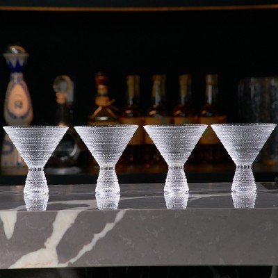 Clear Embossed Hobnail Martini Glasses Set of 4