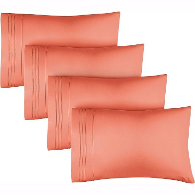 Ultra Soft Solid Pillowcases Set of 4 - Cozy & Breathable 4 Piece Pillow Covers - CGK Linens