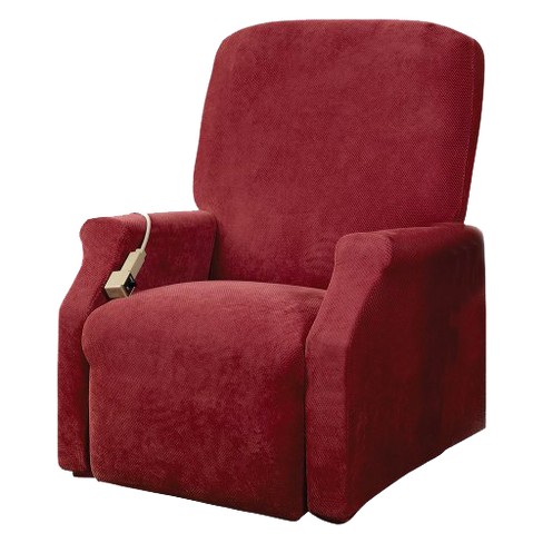 Large Stretch Pique Lift Recliner Slipcover Garnet Sure Fit Elastic fit Machine Washable Target