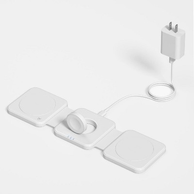 GreenEver Charging Station Magnetic for Mag-Safe Charger Wireless Charger Pad 3 in 1 Foldable for iPhone 12-15 Series Watch 2-9 Air-pods 3/2/Pro