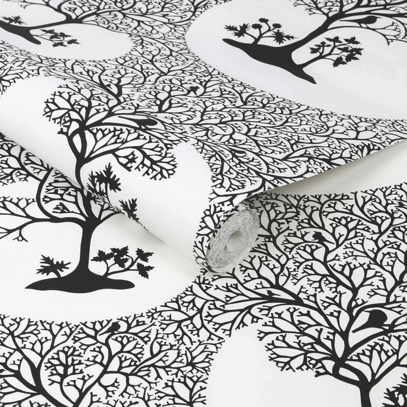 Magical Forest Classic Black and White Trees Trail Paste the Wall Wallpaper, 3 of 5