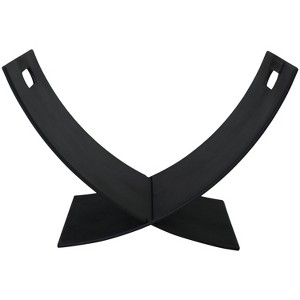 Sunnydaze Small Powder-Coated Steel Outdoor Firewood Log Rack - 30" - Black - 1 of 4
