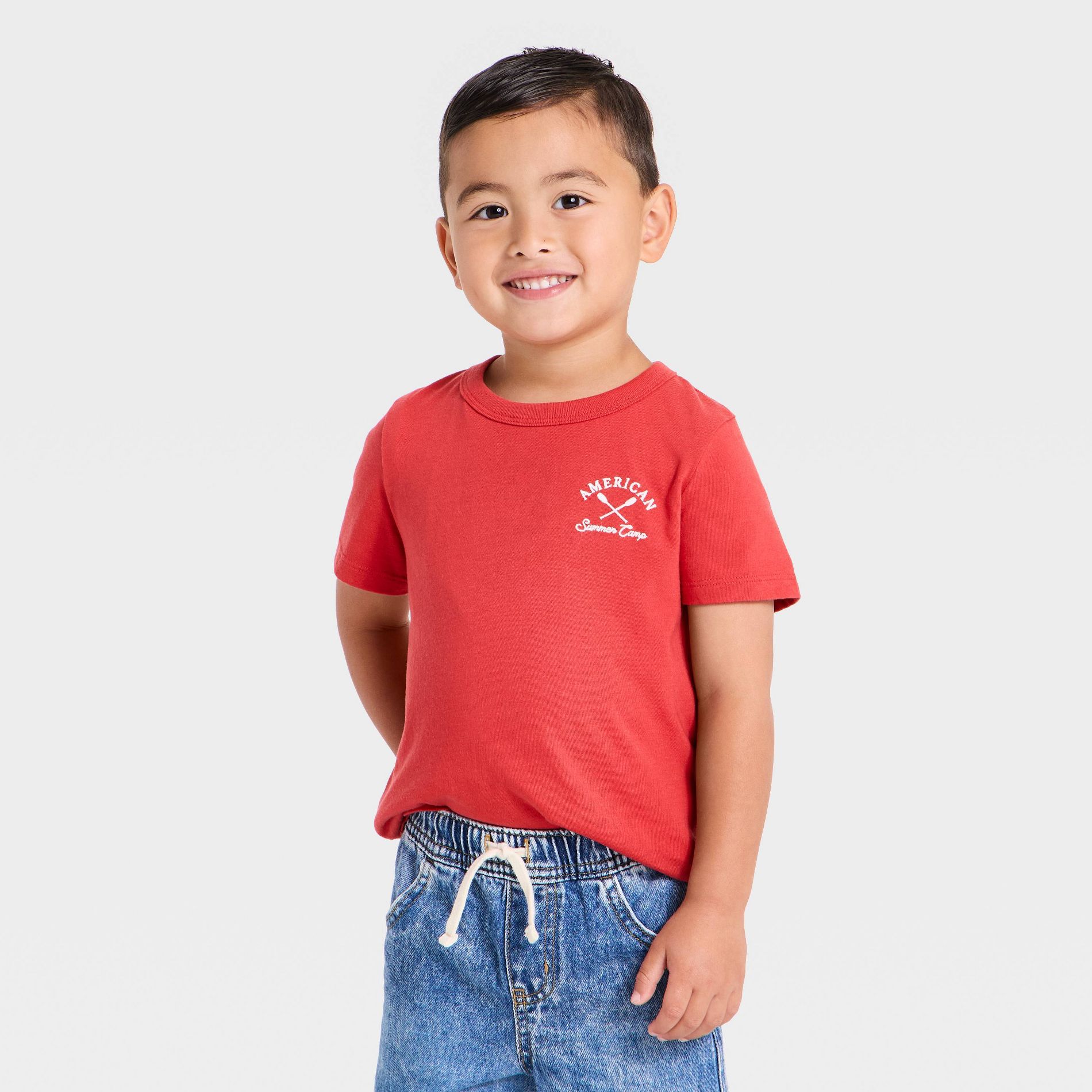 Toddler Boys' 4th of July Short Sleeve American Summer Camp T-Shirt - Cat & Jack™ Red