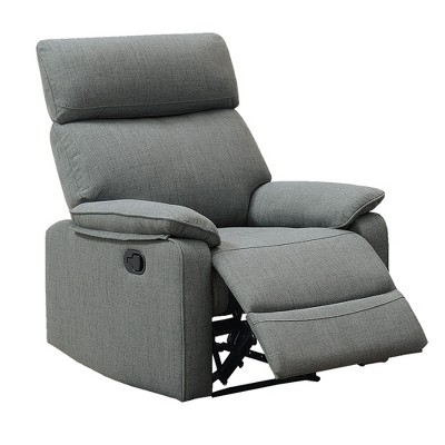 Burlap Fabric Manual Recliner Chair with Cushion Back, Pillow Top Arms, and Padded Headrest