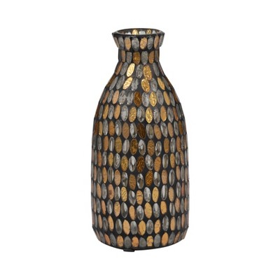 Sagebrook Home 9" Glass Mosaic Vase - Contemporary Bronze and CopperDecorative Flower Vase - Glass Vase Table Centerpiece Decor for Home or Office