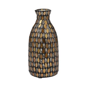 Sagebrook Home 9" Glass Mosaic Vase - Contemporary Bronze and CopperDecorative Flower Vase - Glass Vase Table Centerpiece Decor for Home or Office - 1 of 4