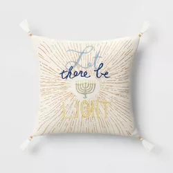 'Let There Be Light' Hanukkah Square Throw Pillow Gold/Blue - Threshold™
