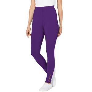 Woman Within Plus Size Snap Trim Legging - 1 of 4