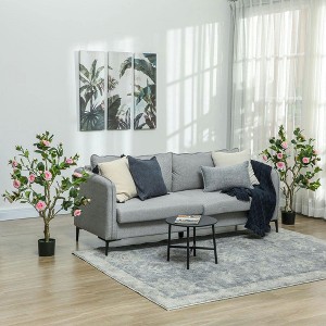 Resenkos Set of 2 Decorative Artificial Plants, Camellia Flowers in Pots, Fakes Plant for Home Indoor Decor, 39 inch, Pink - 1 of 4