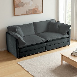 Chenille 2-Seater Modular Sofa with Deep Seat & Pillows - 1 of 4