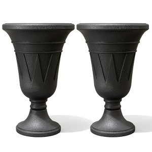 NAYSAYE Planter Trophy Flower Pot Set of 2 Stylish Resilient HDPE Material for Modern Indoor Outdoor Garden Spaces, 15.75"*15.75"*23.62" - 1 of 4