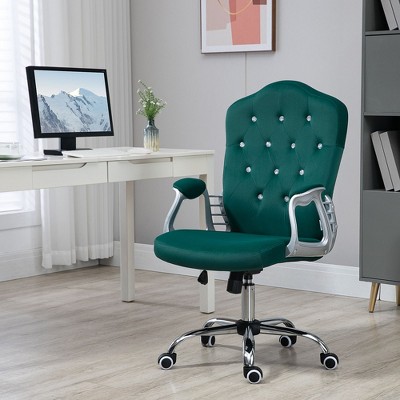NicBex Office Chair with Height Adjustable Modern Velvet Button Tufted Computer Chair with Armrests, 5 Casters for Office, Study, Bedroom