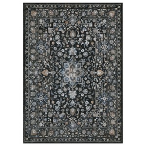 Coolmee Washable Runner Rug with Non Slip Backing Low Pile Soft Floor Mat for Entryway Bedroom Laundry Room Bathroom Living Room Black - 1 of 4