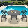3-Piece Patio Set: Round Table & 2 Chairs - Cast Aluminum, All-Weather & Adjustable Legs for Balcony/Backyard - 2 of 4