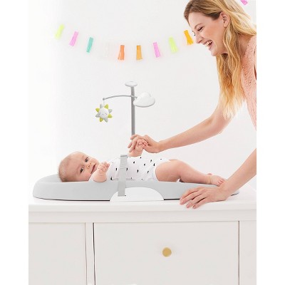 Light Gray Foam Baby Changing Pad with Safety Belt