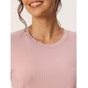 cheibear Women's Sleepwear Round Neck Soft Knit Short Sleeve Shirt with Pants Capri Pajamas Set - 4 of 4