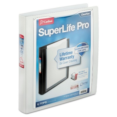 Cardinal SuperLife Pro Easy-Open ClearVue Locking Slant-D Binder 1.5" 11 x 8 1/2 White 54662