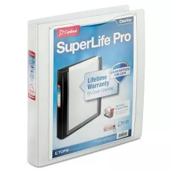 Cardinal SuperLife Pro Easy-Open ClearVue Locking Slant-D Binder 1.5" 11 x 8 1/2 White 54662