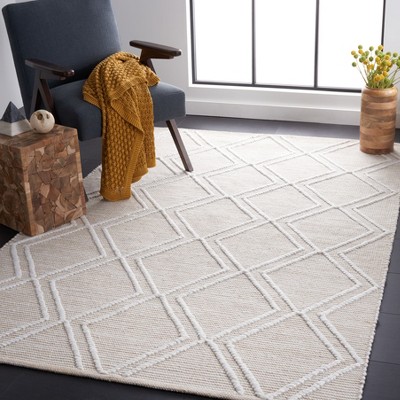 Natural Ivory 4' x 6' Handmade Wool Flat Woven Rug