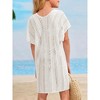 Girls Crochet Beach Cover Up Lightweight U Neck Kids Swimwear Above Knee Beach Cover Up for Girls Beachwear Tops - 2 of 4