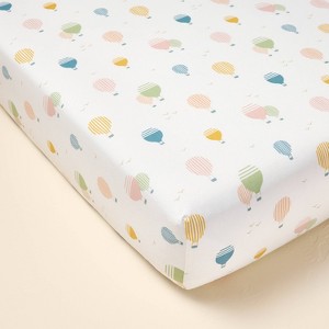 Hot Air Balloons Cotton Percale Fitted Crib Sheet - Hearth & Hand™ with Magnolia: OEKO-TEX Certified, Farmhouse Style - 1 of 4