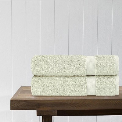 Delara 100% Organic Cotton Soft, Quick Dry & Ultra-Absorbent Hand Towel (Pack of 2), Green Tint