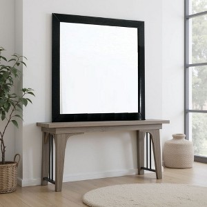 Royal Hampton Dresser Vanity Mirror, 38 Inch Square Frame, Black Solid Wood - 1 of 4