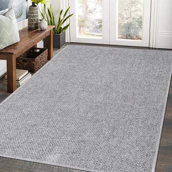 Modern Solid Textured Area Rug Machine Washable Stain Resistant Non-Slip Floor Cover Carpet, 8'x10' Light Gray