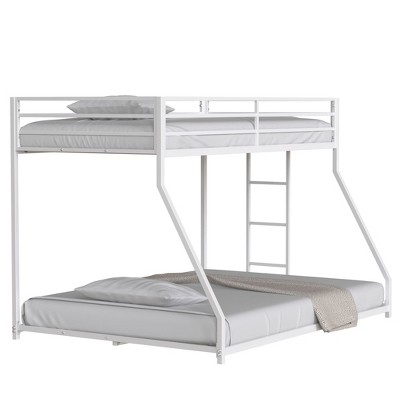 NicBex Twin Over Full Bunk Bed with Safety Vent Board Guardrail,Metal Twin Loft Bed with Built-In Ladder,Low Profile Bunk Beds for Bedroom