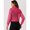 INSPIRE CHIC Women's Zip Up Long Sleeve Mesh Sheer Hoodie Bomber Jackets - 3 of 4