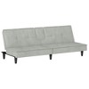 vidaXL Versatile Sofa Bed with Cup Holders in Light Gray - Velvet Sleeper Sofabed for Guests - Modern Design and Easy Assembly - 3 of 4