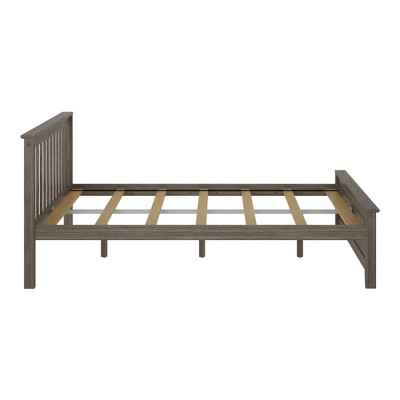 Clay Pine Wood Queen Bed Frame with Slatted Headboard