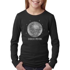 LA Pop Art Girl's Word Art Long Sleeve - Disco Ball - 1 of 4