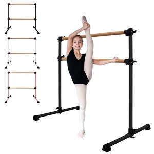 NAYSAYE 4FT Ballet Barre Solid Wood Freestanding Adjustable Double Bar for Home Dance Practice, Black, 48"*30"*46" - 1 of 4