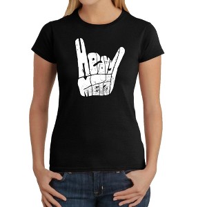 LA Pop Art Women's Word Art T-Shirt - Heavy Metal - 1 of 4